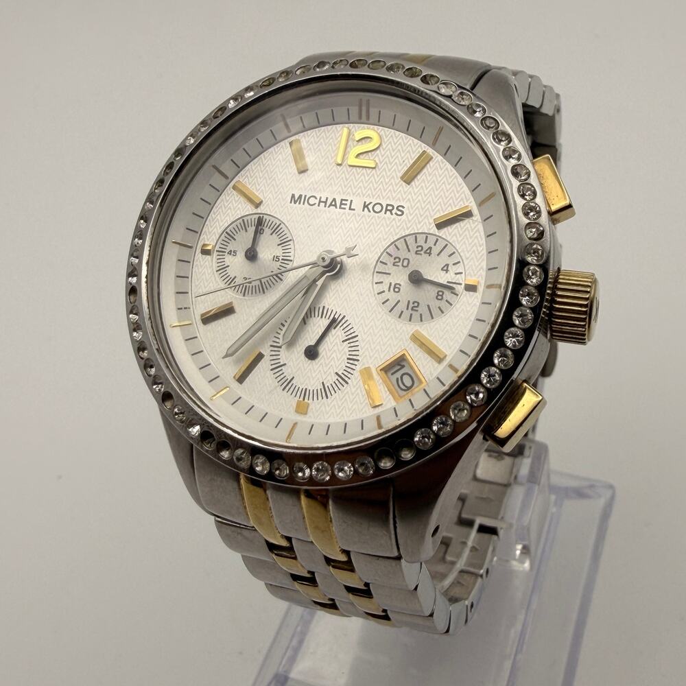 Elegant Michael Kors Two-Tone Stainless Steel Watch Working New Battery